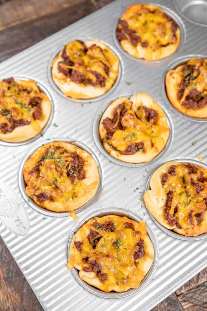 sloppy joe biscuits in a muffin pan