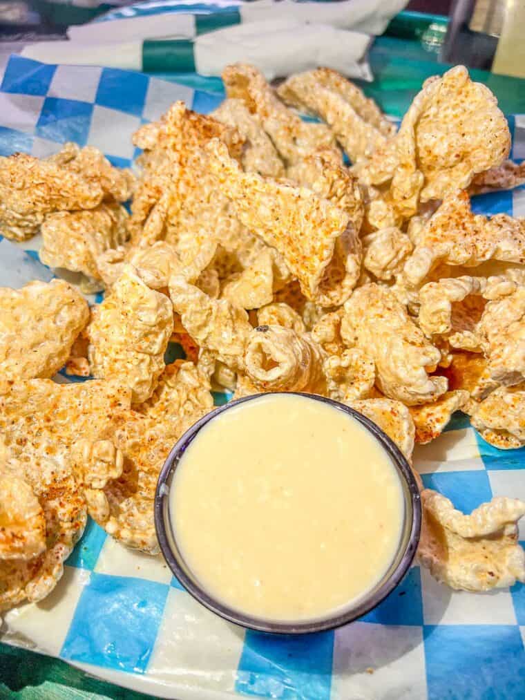 pork rinds with beer cheese