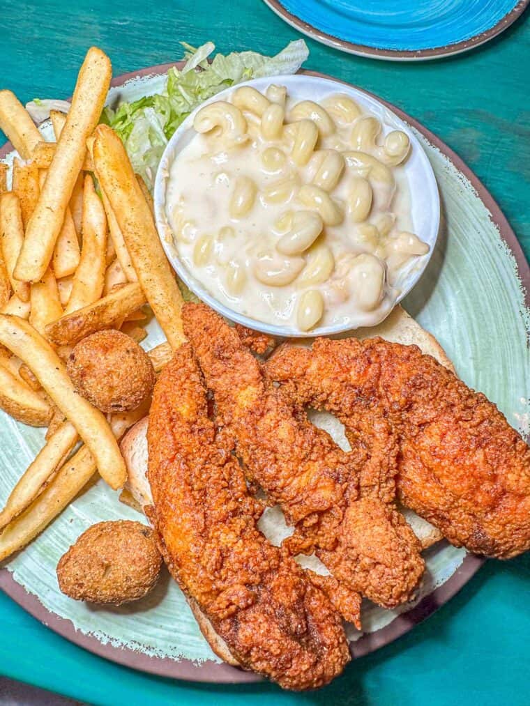 chicken fingers mac & cheese and fries