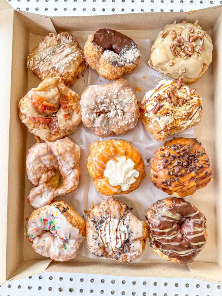 box of a dozen doughnuts