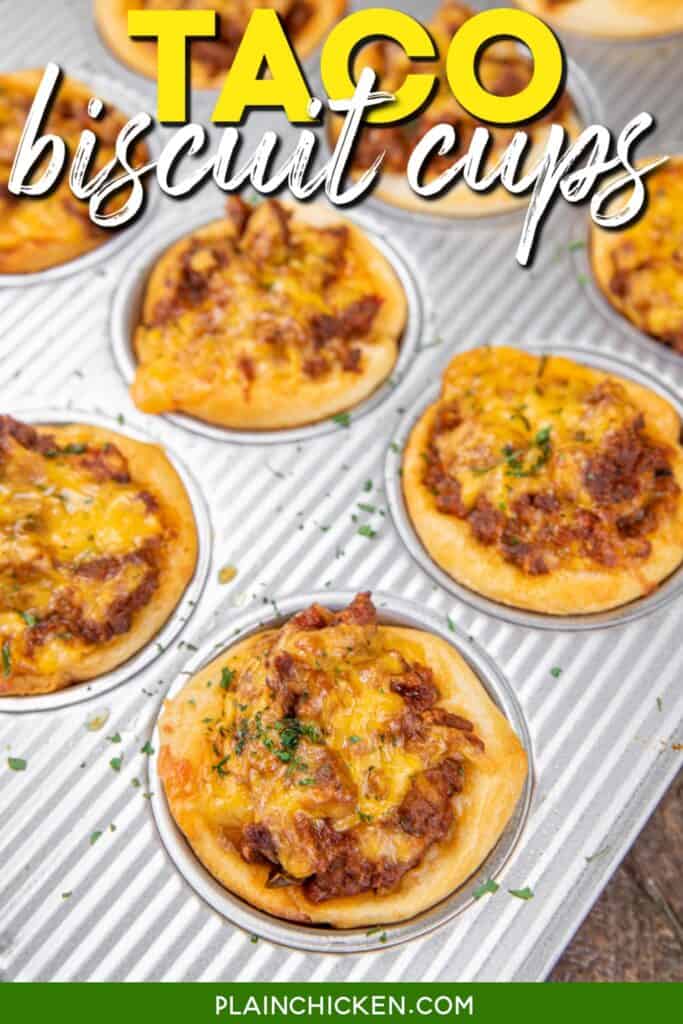 taco biscuit cups in a muffin pan