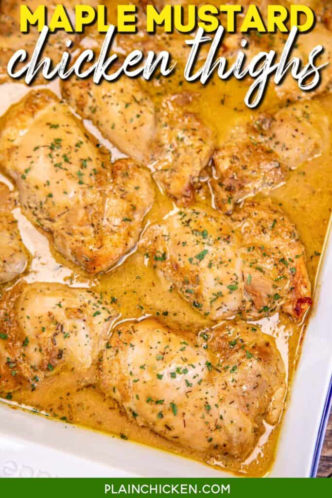 baking dish of dijon mustard baked chicken thighs