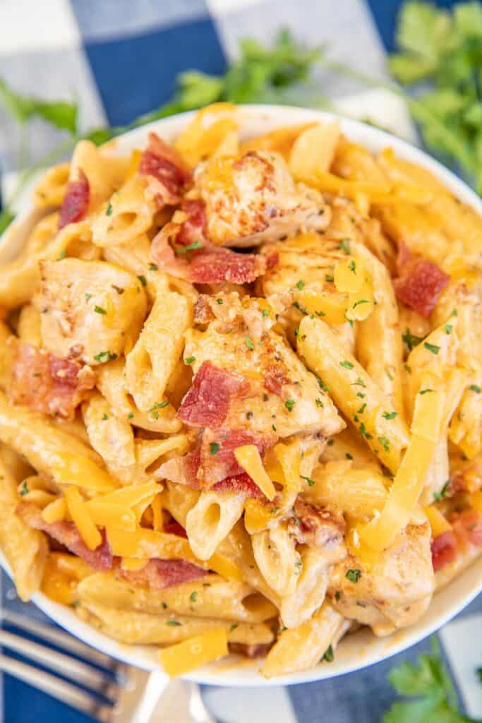 bowl of chicken bacon ranch pasta