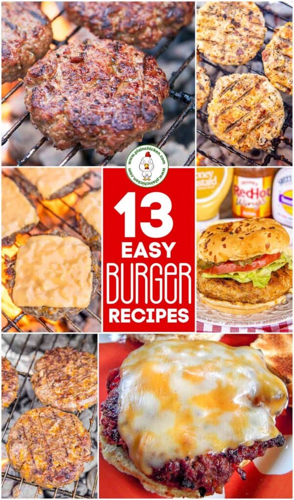 collage of 6 burger photos with text overlay