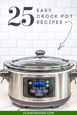 crock pot on a counter top with text overlay