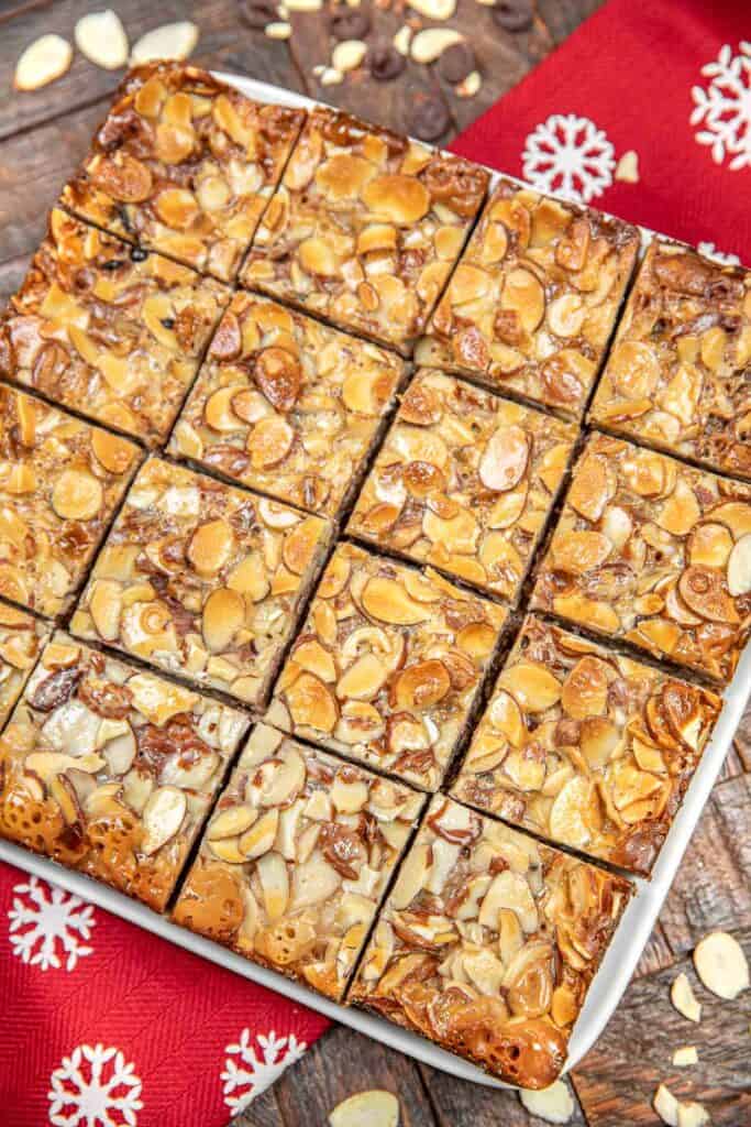 platter of almond cookie bars