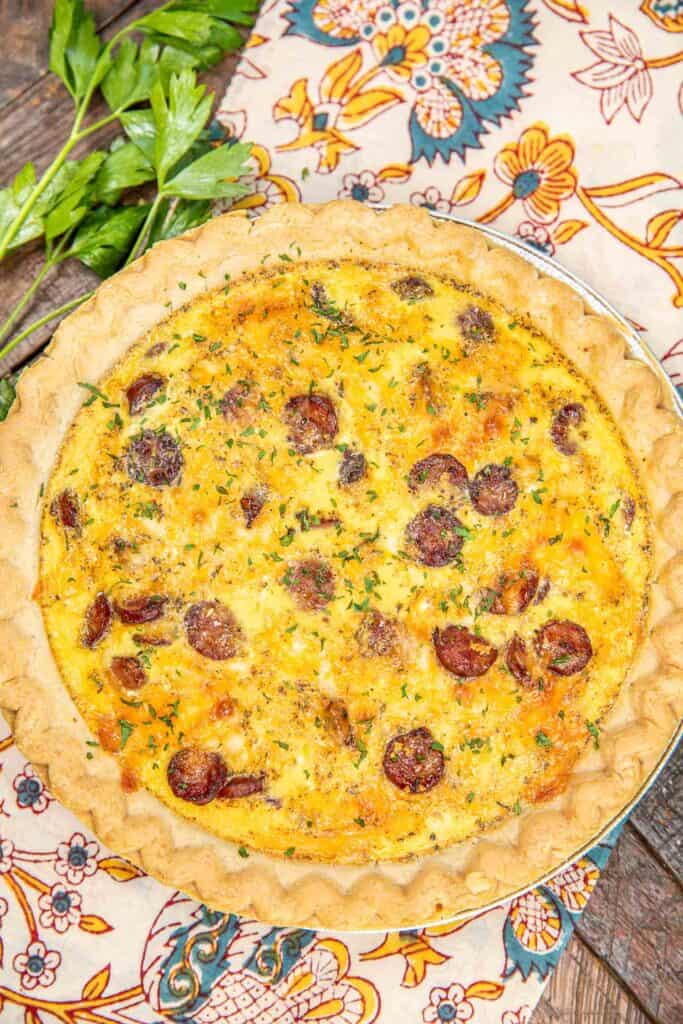 whole quiche on a table