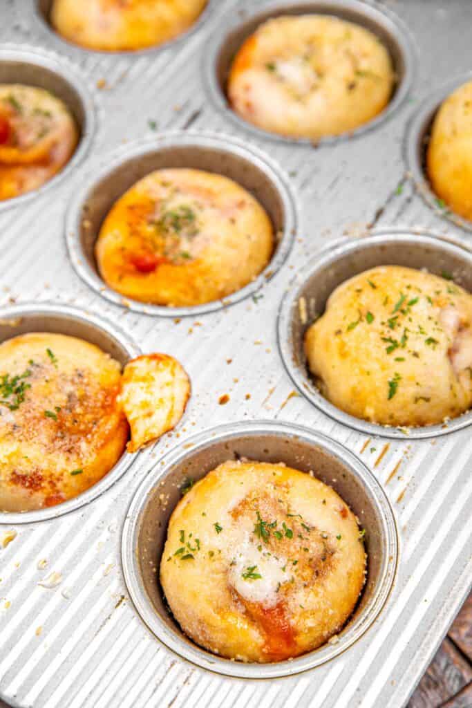 pizza bites in a muffin pan