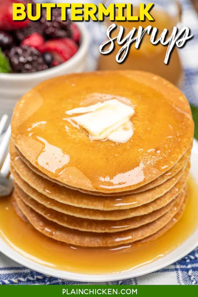stack of pancakes on a plate with text overlay